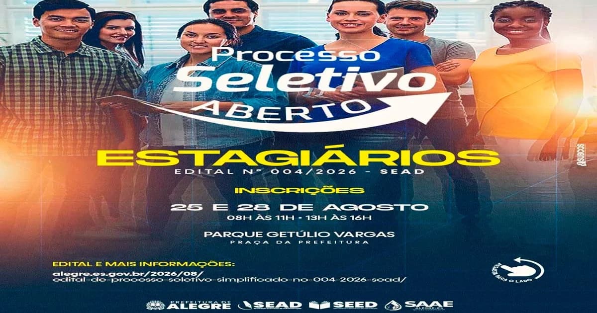 Alegre Abre Vagas de Estágio para Nível Superior