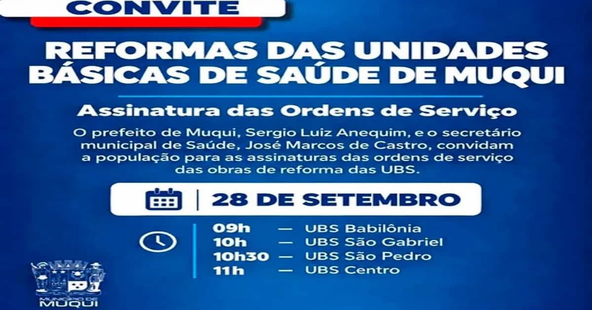 Muqui Investe em Saúde: Reforma de Quatro UBSs Anunciada