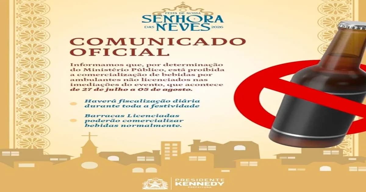 Festa de Nossa Senhora das Neves 2026: Venda de Bebidas Restrita a Ambulantes Licenciados
