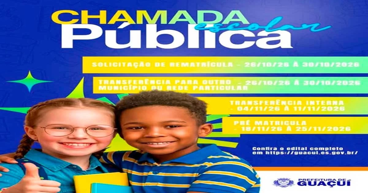 Guaçuí Define Cronograma para Matrículas Escolares de 2027