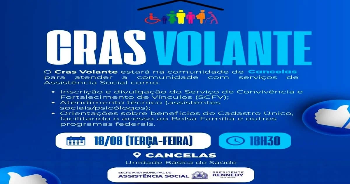 CRAS Volante Leva Assistência Social a Cancelas