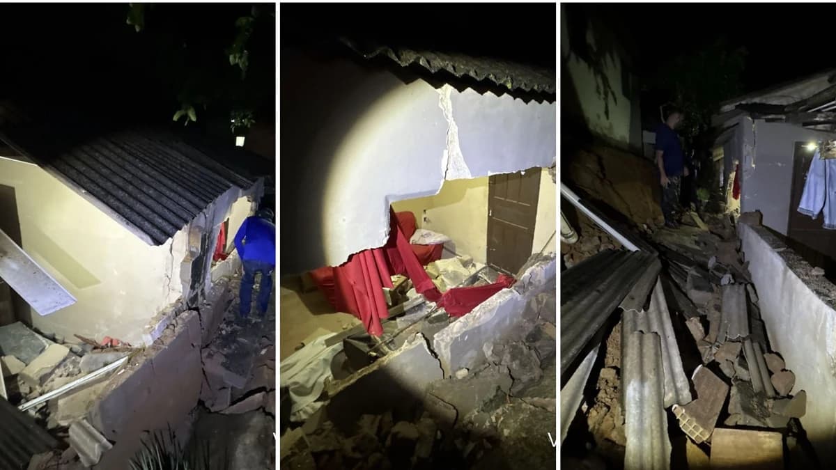 Muro Desaba e Atinge Casa na Região Serrana; Morador Ferido