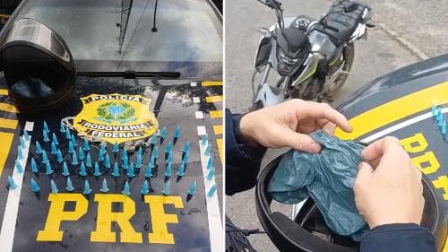 Motociclista é detido com drogas ocultas em capacete