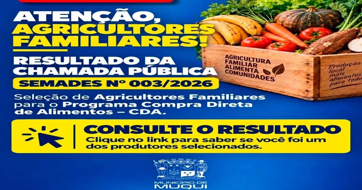 Muqui Revela Agricultores Selecionados para Programa de Alimentos